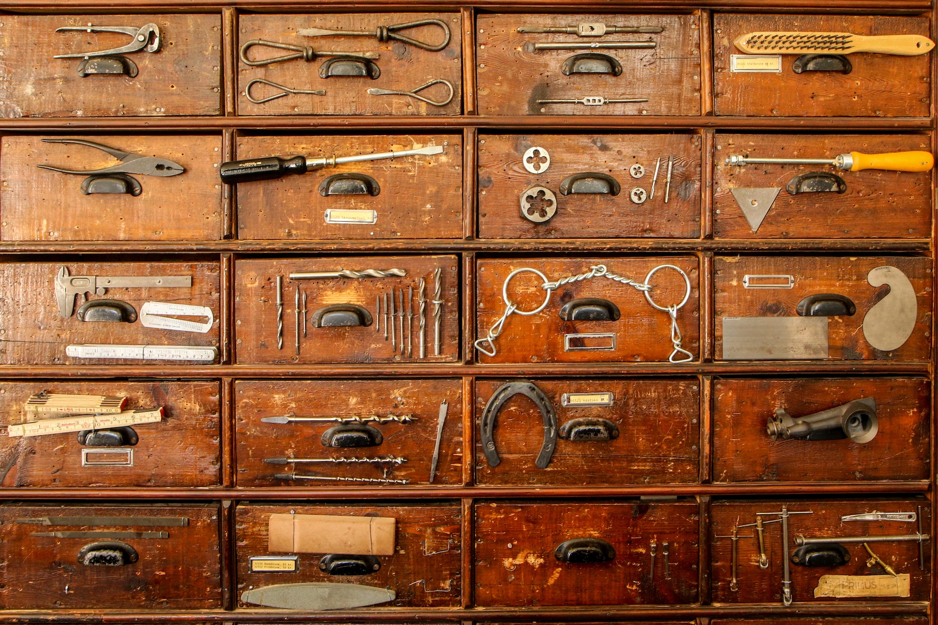 old hardware store box shelves